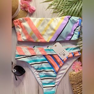 Billabong 👙 Retro Break a Dawn Strapless Tube Top | Maui Rider Bikini Bottoms